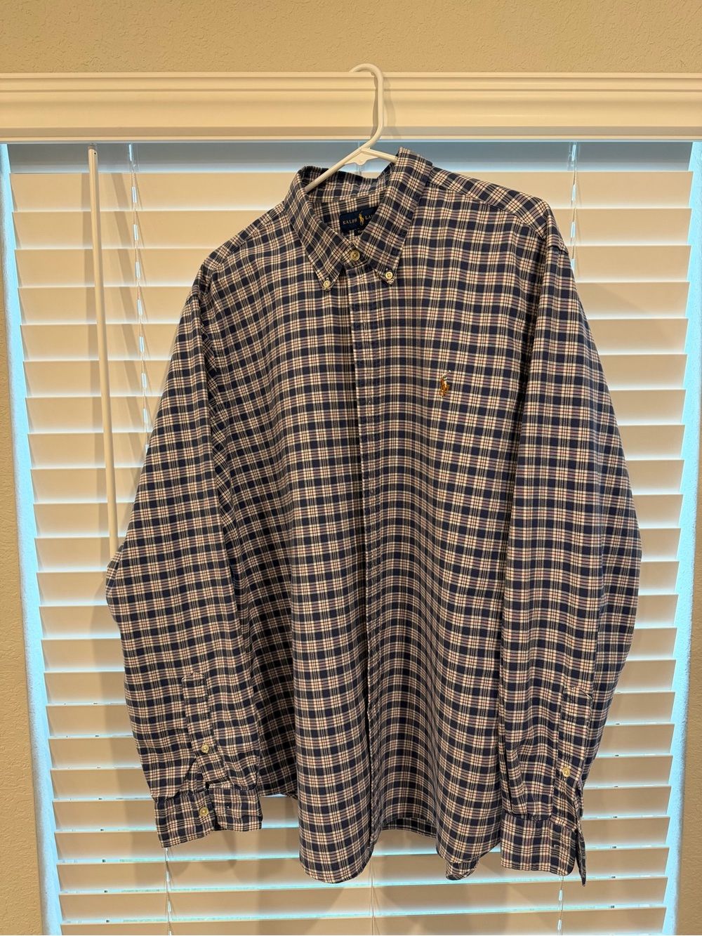 Ralph Lauren Navy and White Check Button-Down Shirt